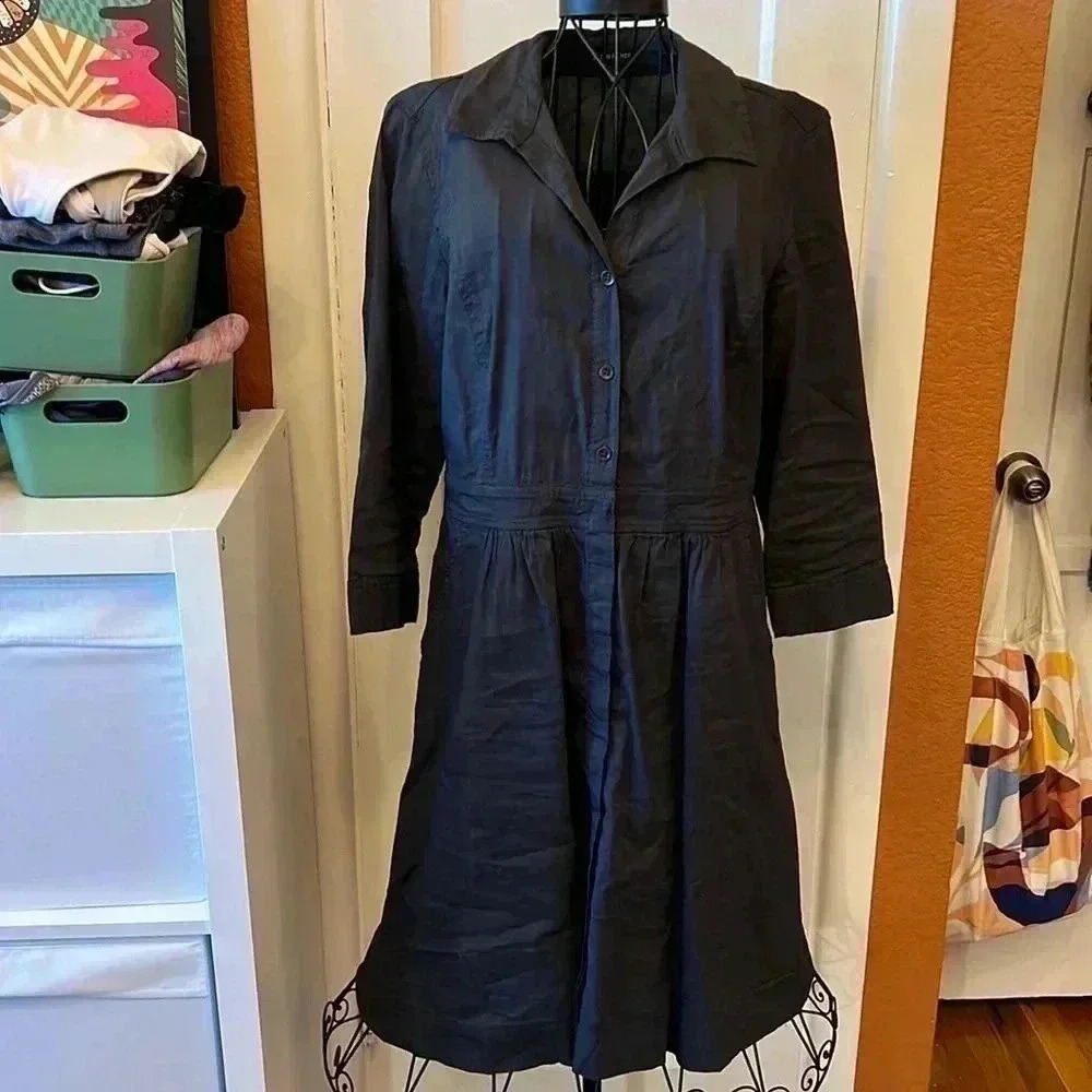Eileen Fisher Linen Blend Shirtdress-Sz XS